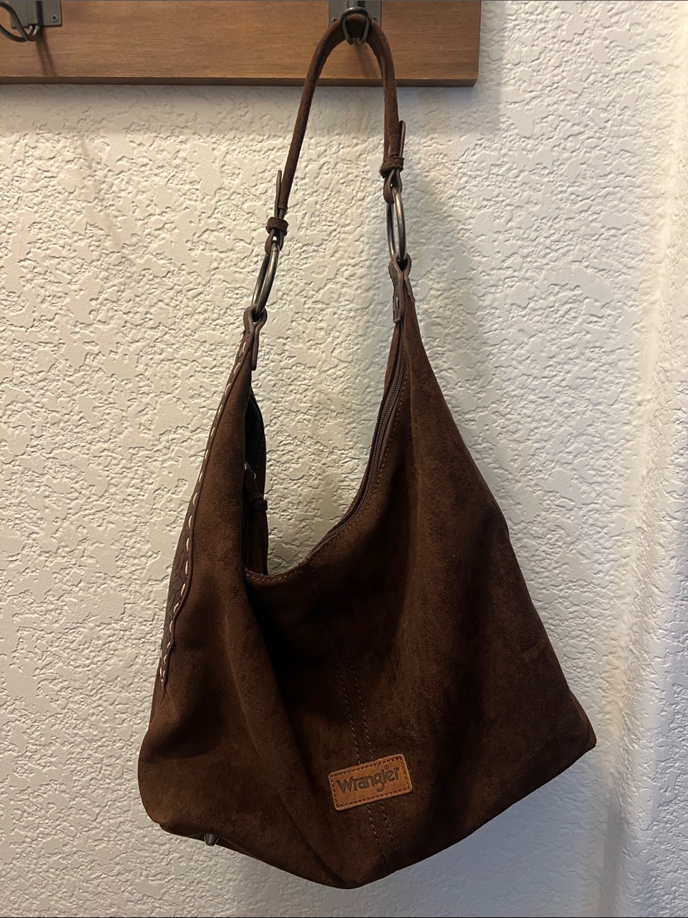 Wrangler Brown Suede Hobo with Tooled Leather Strap - Picture 2 of 14